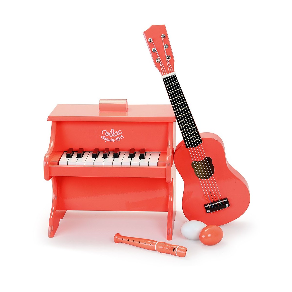 Piano de madera de juguete con partituras